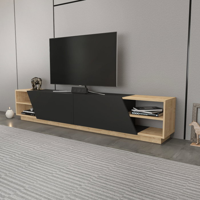 Hanah Home Rhodes Soporte de TV Roble y Antracita Hanah Home Rhodes Soporte de TV Roble y Antracita